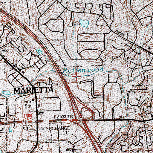Topographic Map of Powers Creek, GA