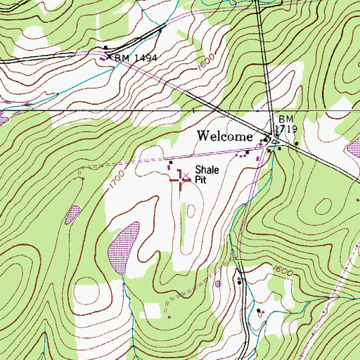 Topographic Map of Welcome Acres, NY