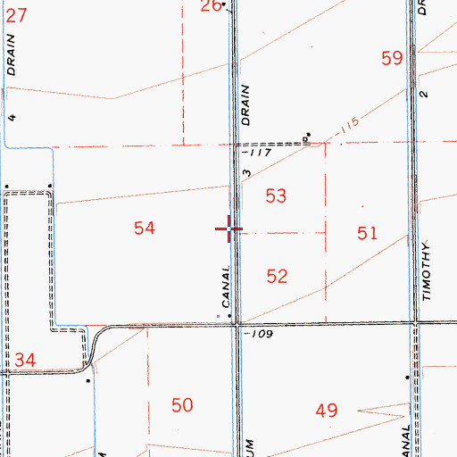 Topographic Map of Trifolium Three Drain, CA