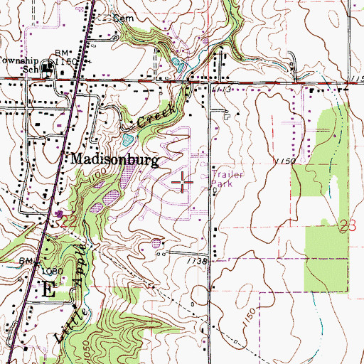 Topographic Map of Melrose Village, OH