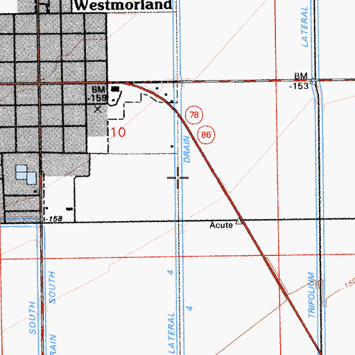 Topographic Map of Trifolium Four Drain, CA