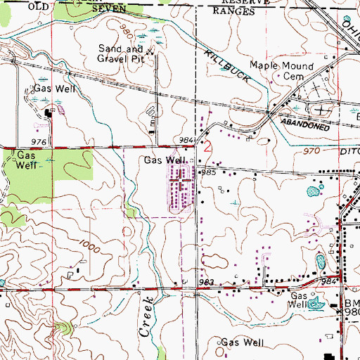 Topographic Map of Indian Head Village, OH
