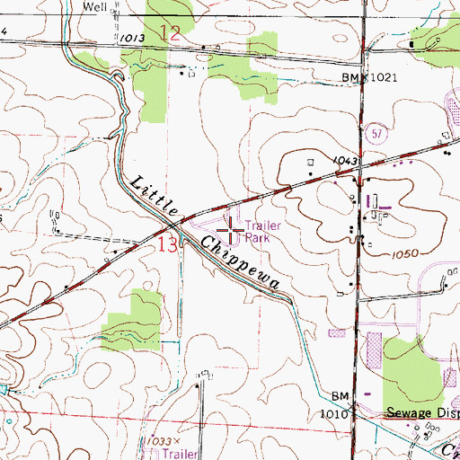 Topographic Map of Little Chippewa Estates, OH