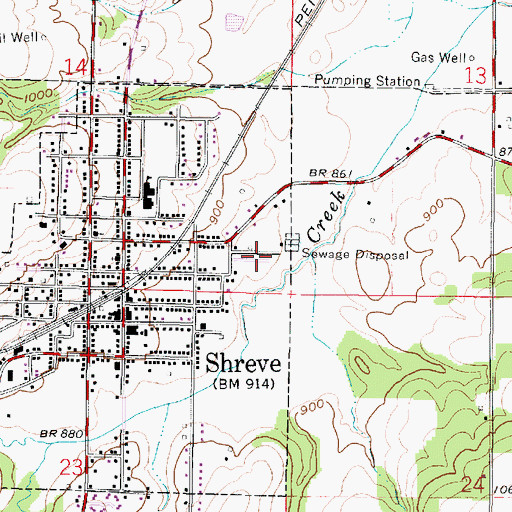 Topographic Map of Shady Pines Mobile Home Park, OH