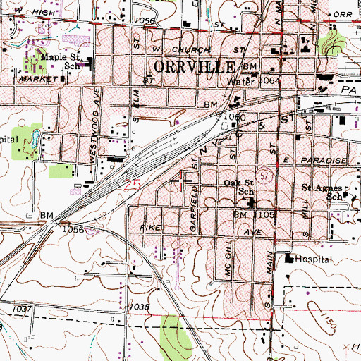 Topographic Map of Orrville Trailer Park, OH