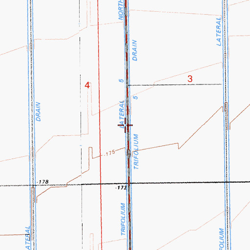 Topographic Map of Trifolium Five Drain South, CA