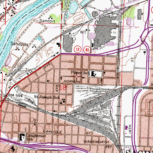 Topographic Map of Mount Sinai Baptist Church, MI