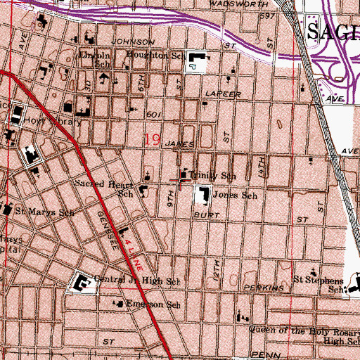 Topographic Map of Trinity Lutheran Church, MI