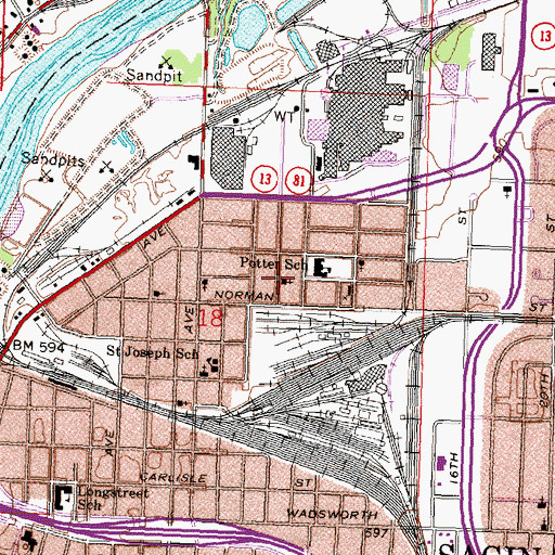 Topographic Map of Ninth Street Community Church, MI