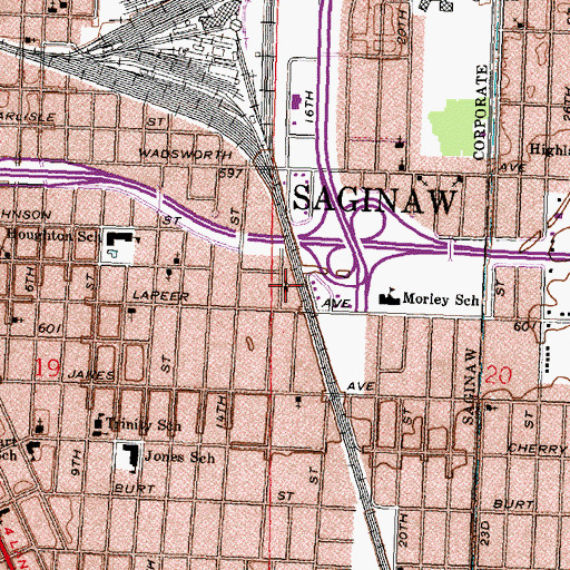 Topographic Map of Saint Paul Baptist Church, MI
