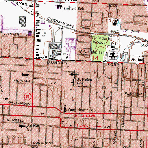 Topographic Map of Saint Helen Church, MI