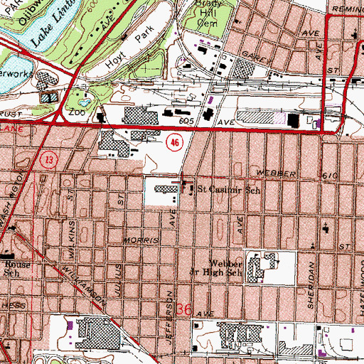 Topographic Map of Saint Casimir Church, MI