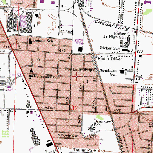 Topographic Map of United Missionary Baptist Church, MI