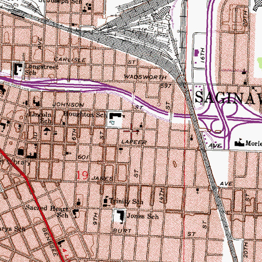 Topographic Map of Mount Moriah Baptist Church, MI