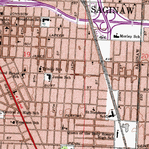 Topographic Map of Second Baptist Church, MI