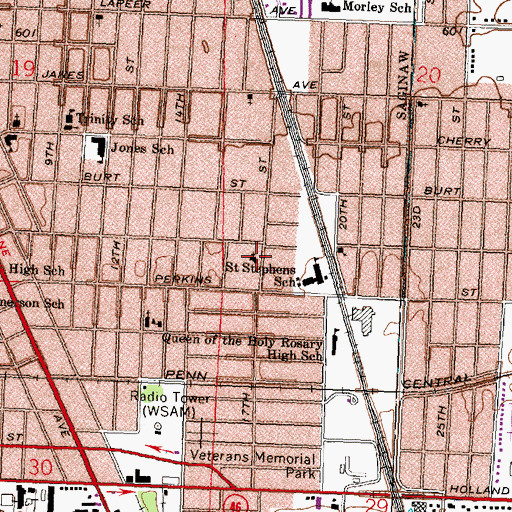 Topographic Map of Harvest Assembly of God Church, MI