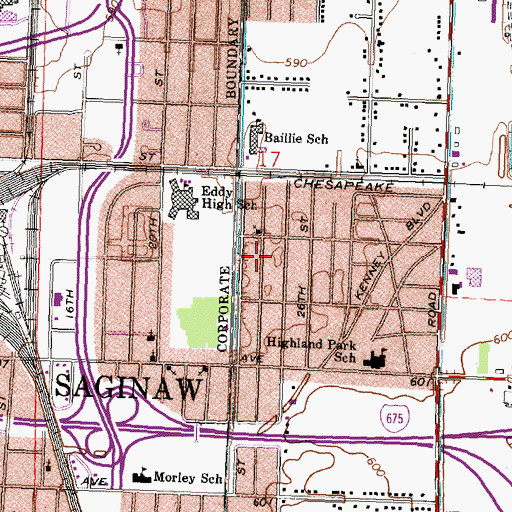 Topographic Map of Prince of Peace Baptist Church, MI