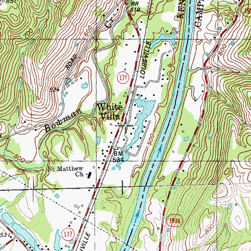Topographic Map of White Villa Railroad Station (historical), KY