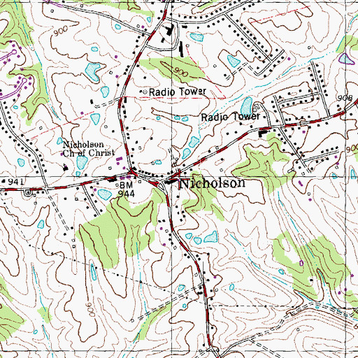 Topographic Map of Nicholson Post Office (historical), KY