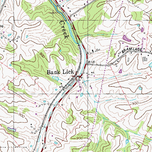 Topographic Map of Bank Lick Railroad Station (historical), KY