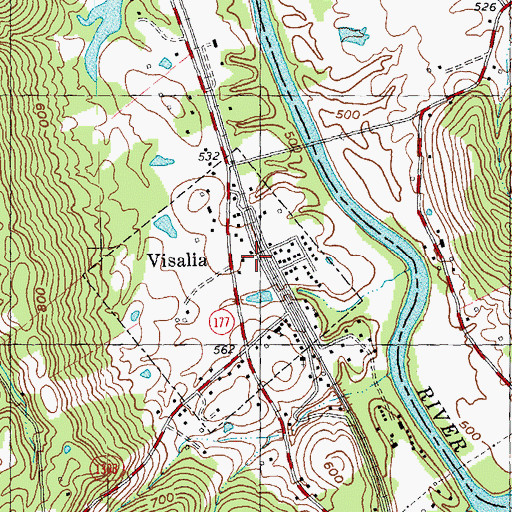 Topographic Map of Visalia Railroad Station (historical), KY