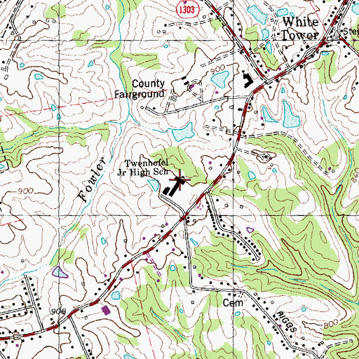 Topographic Map of Twenhofel Middle School, KY