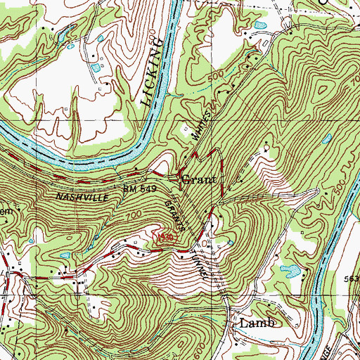 Topographic Map of Grant Railroad Station (historical), KY