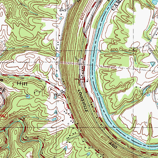 Topographic Map of Pie Railroad Station (historical), KY