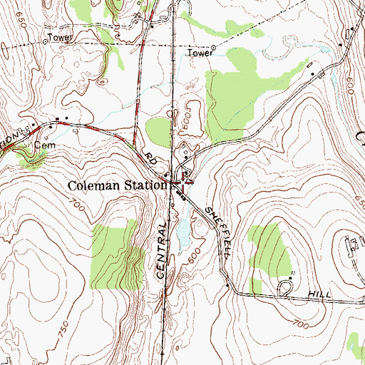 Topographic Map of Coleman Station Historic District, NY