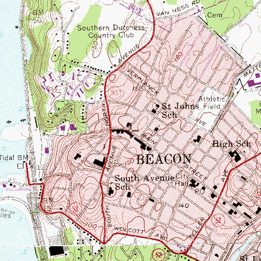 Topographic Map of Lower Main Street Historic District, NY