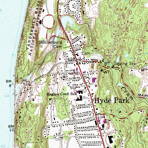 Topographic Map of Main Street-Albertson Street-Park Place Historic District, NY