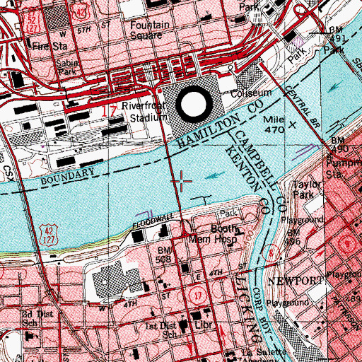 Topographic Map of Kennedys Ferry (historical), KY