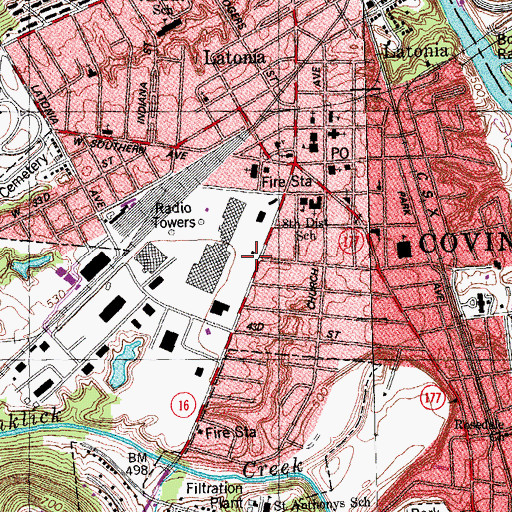 Topographic Map of Latonia Plaza Shopping Center, KY