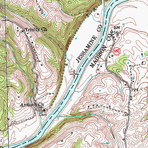 Topographic Map of Lower Hunters Ferry (historical), KY