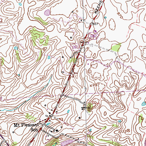 Topographic Map of Vales of Cedar (historical), KY