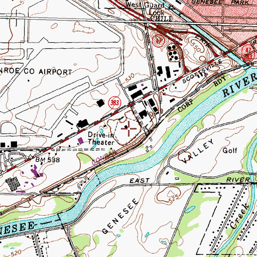 Topographic Map of Rochester Drive-In (historical), NY