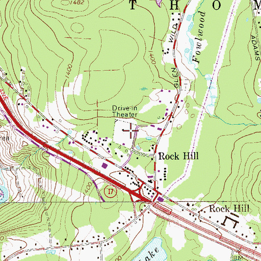 Topographic Map of Rock Hill Drive-In (historical), NY