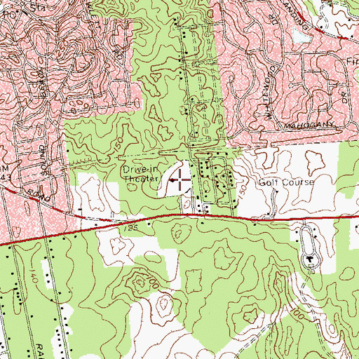 Topographic Map of Rocky Point Drive-In (historical), NY