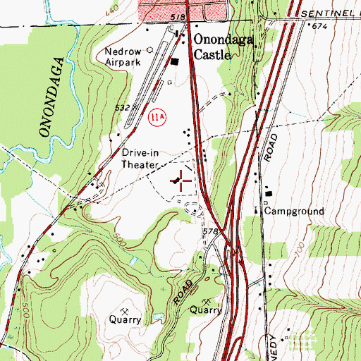 Topographic Map of Salina Drive-In (historical), NY