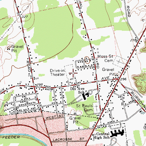 Topographic Map of Dix Drive-In (historical), NY