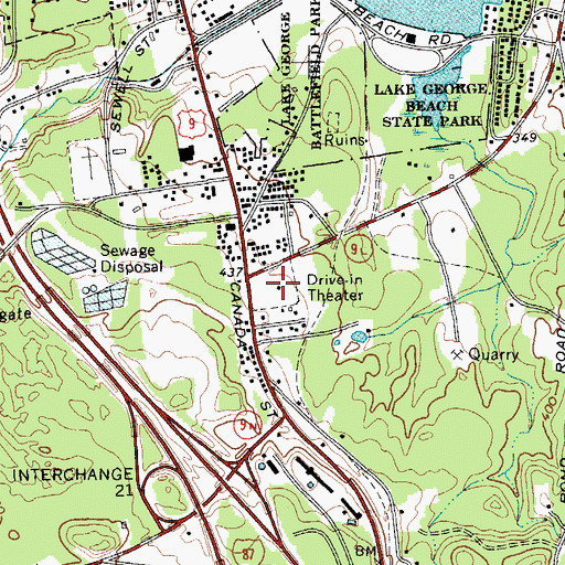 Topographic Map of Fort George Drive-In (historical), NY