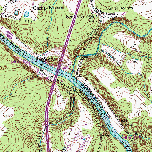 Topographic Map of Hogans Ferry (historical), KY