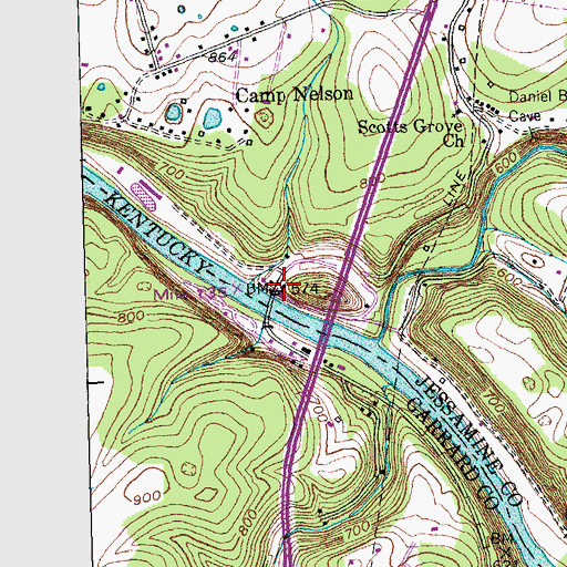 Topographic Map of Camp Nelson Post Office (historical), KY