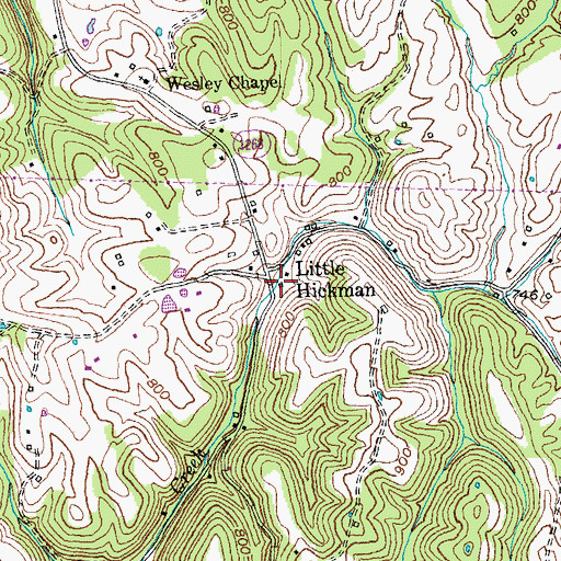 Topographic Map of Little Hickman Post Office (historical), KY
