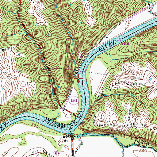 Topographic Map of Lick Branch, KY
