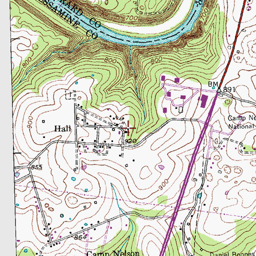 Topographic Map of Ariel Academy (historical), KY