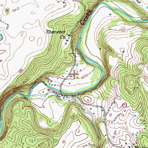 Topographic Map of Potts Mill Post Office (historical), KY