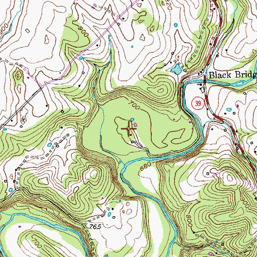 Topographic Map of Watts Store (historical), KY