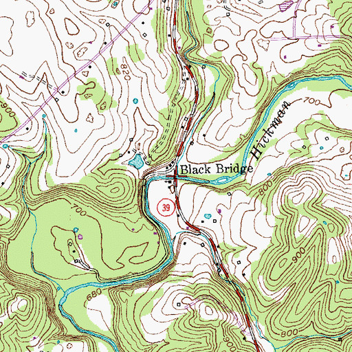 Topographic Map of Black Bridge, KY