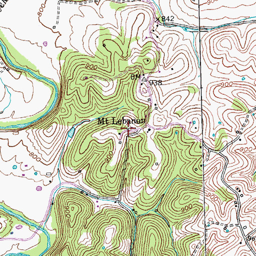 Topographic Map of Mount Lebanon Post Office (historical), KY